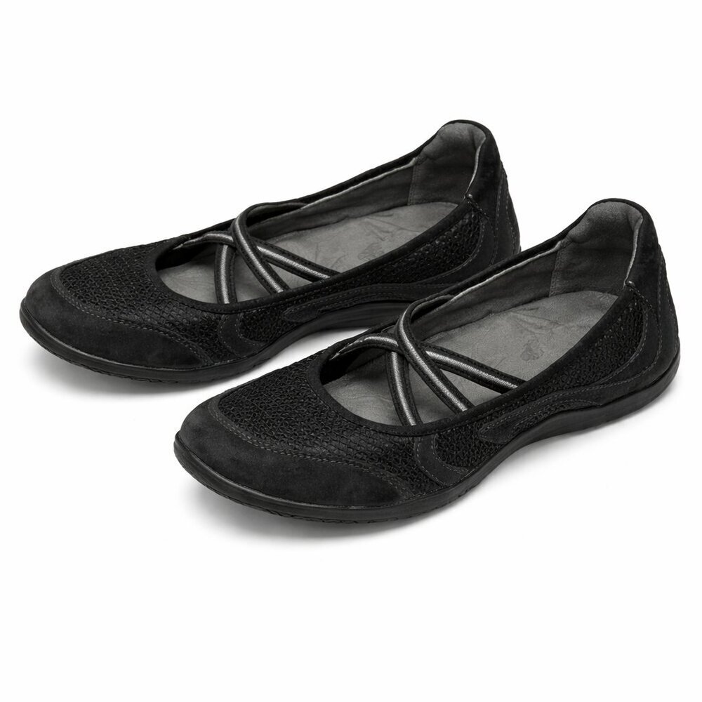 Ahnu Black Strappy Mary Jane Slip On Flats Shoes 6